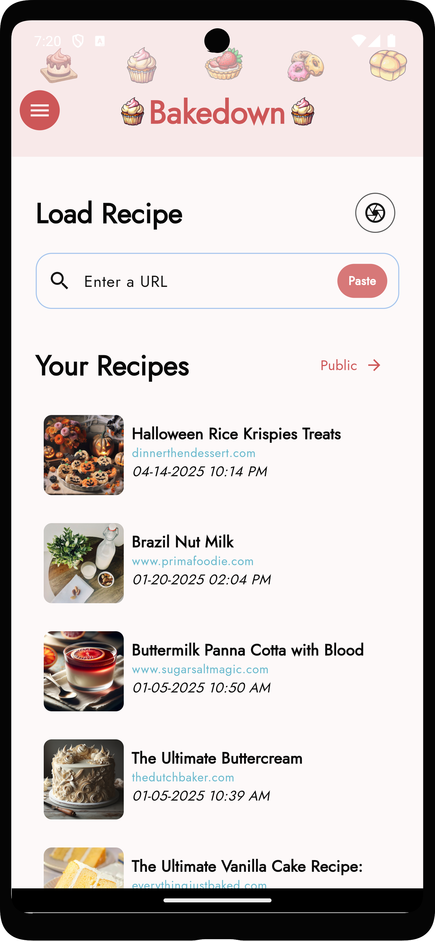 Bakedown app interface